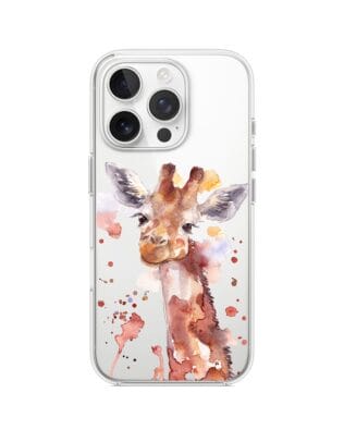 Etui do iPhone 14 Pro przeźroczyste, silikonowe Flexi, Akwarelowe Zoo, Żyrafa