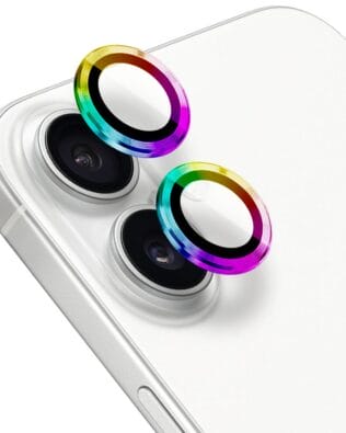 Metalowa osłona obiektywu aparatu ze szkła hartowanego 9H do iPhone 16, 1 zestaw, kameleon