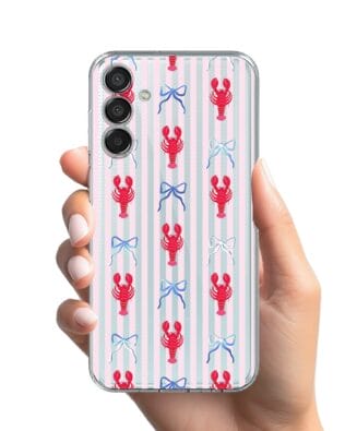 Etui do Samsung Galaxy M15 5G przeźroczyste, silikonowe Flexi, krab i kokardki