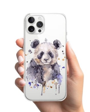Etui do iPhone 12 Pro Max przeźroczyste, silikonowe Flexi, Akwarelowe Zoo, Panda