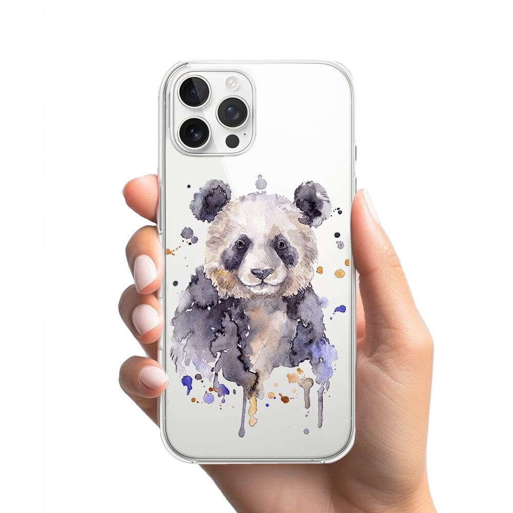 Etui do iPhone 12 Pro Max przeźroczyste, silikonowe Flexi, Akwarelowe Zoo, Panda - obrazek 2