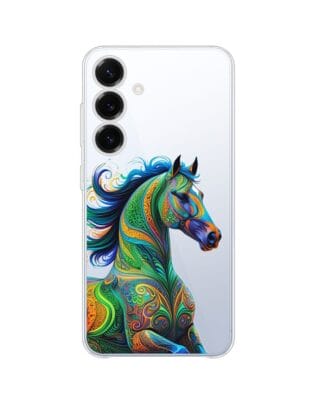 Etui do Samsung Galaxy S25 Plus przeźroczyste, silikonowe Flexi, Dzika Mandala, Koń