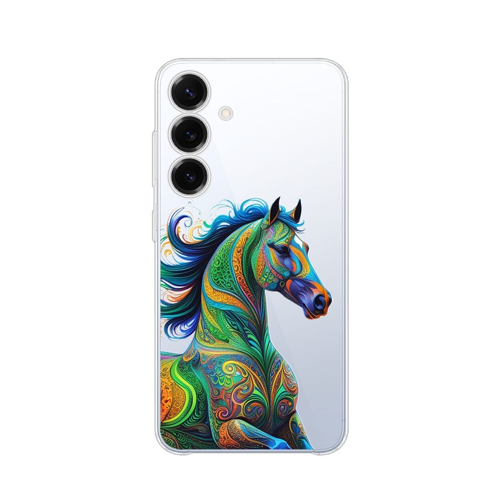 Etui do Samsung Galaxy S25 Plus przeźroczyste, silikonowe Flexi, Dzika Mandala, Koń