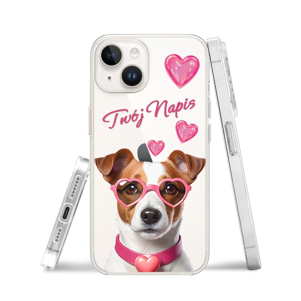 Etui do iPhone 14 przeźroczyste, silikonowe Flexi, Puppy Love, pies rasy Jack Russell Terrier - obrazek 3