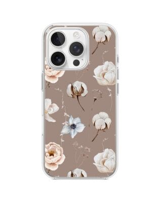 Etui do iPhone 15 Pro z MagSafe przeźroczyste, silikonowe Flexi, akwarelowe kwiatki