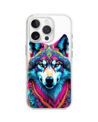 Etui do iPhone 13 Pro z MagSafe przeźroczyste, silikonowe Flexi, Dzika Mandala, Wilk