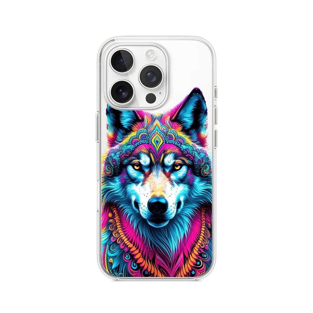 Etui do iPhone 13 Pro z MagSafe przeźroczyste, silikonowe Flexi, Dzika Mandala, Wilk