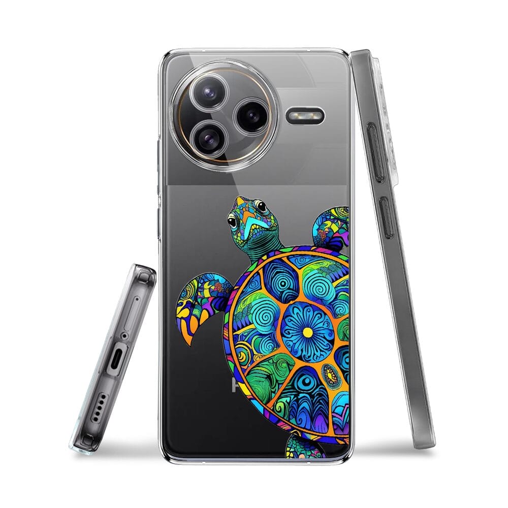 Etui do Xiaomi POCO F7 Ultra przeźroczyste, silikonowe Flexi, Dzika Mandala, Żółw - obrazek 3