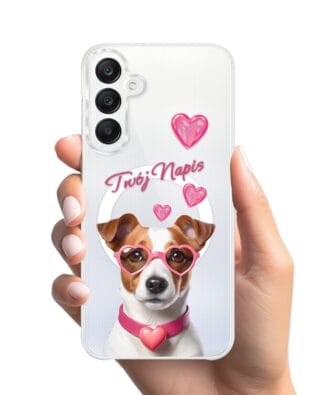 Etui do Samsung Galaxy A25 5G z MagSafe przeźroczyste, silikonowe Flexi, Puppy Love, pies rasy Jack Russell Terrier