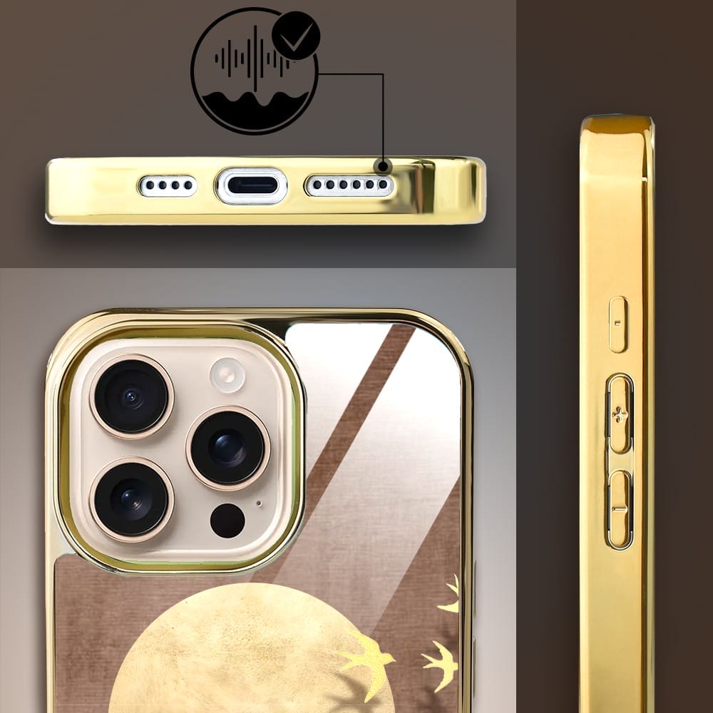 Etui do iPhone 16 Pro MaxIBIZU Elite Glass z MagSafe Magia Azji, Taniec jaskółek, złote - obrazek 4