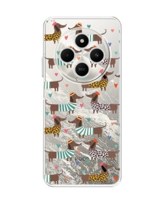 Etui do Xiaomi POCO C75 przeźroczyste, silikonowe Flexi, zakochane jamniki