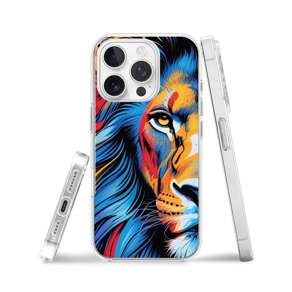 Etui do iPhone 14 Pro przeźroczyste, silikonowe Flexi, Dzika Mandala, Lwie spojrzenie - obrazek 3