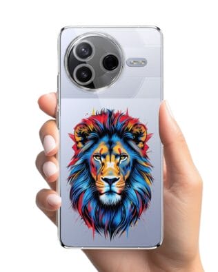 Etui do Xiaomi POCO F7 Pro przeźroczyste, silikonowe Flexi, Dzika Mandala, Lew
