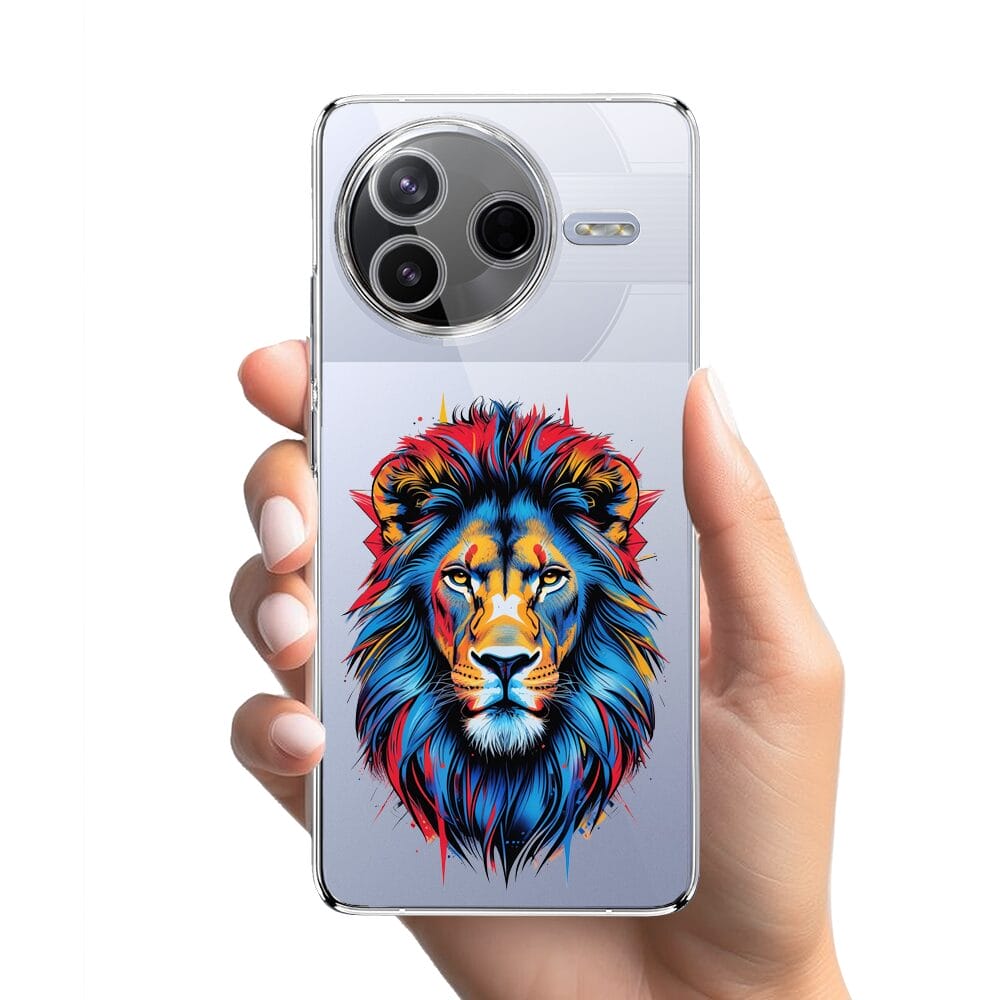 Etui do Xiaomi POCO F7 Pro przeźroczyste, silikonowe Flexi, Dzika Mandala, Lew - obrazek 2