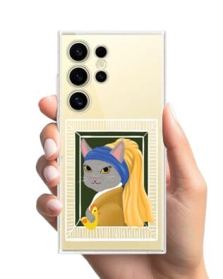 Etui do Samsung Galaxy S24 Ultra przeźroczyste, silikonowe Flexi, kotek z kurczakiem