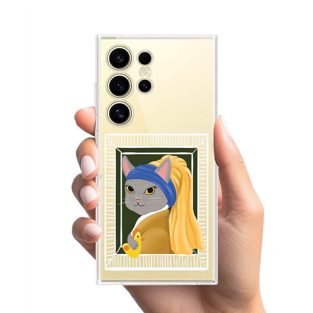 Etui do Samsung Galaxy S24 Ultra przeźroczyste, silikonowe Flexi, kotek z kurczakiem - obrazek 2