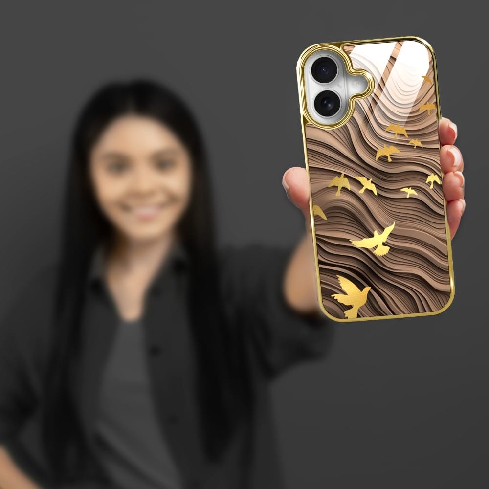 Etui do iPhone 16 IBIZU Elite Glass z MagSafe, Zwierzęta, Piaskowa odyseja, złote - obrazek 6