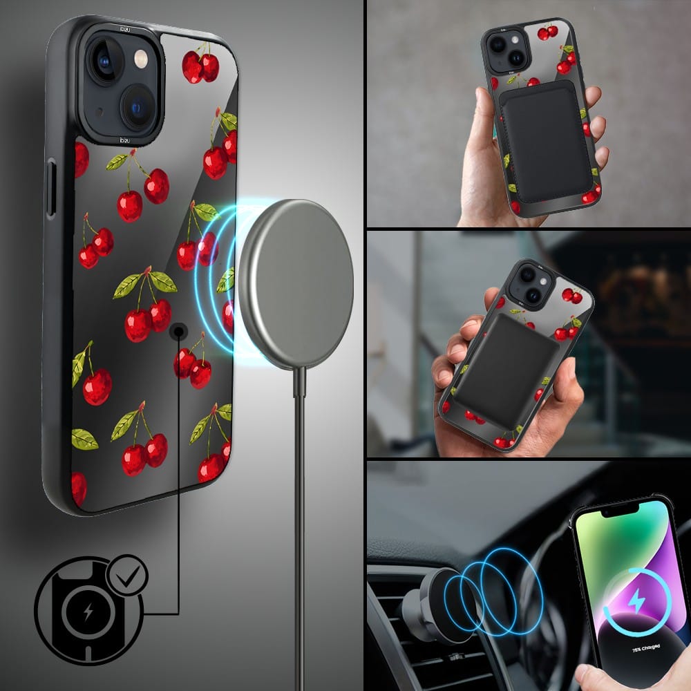 Etui do iPhone 14 IBIZU DropGuard Matt z MagSafe, Midnight, Wiśniowa noc - obrazek 8