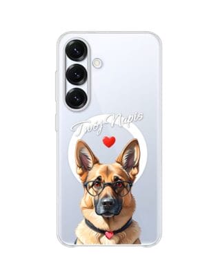 Etui do Samsung Galaxy S25 z MagSafe przeźroczyste, silikonowe Flexi, Puppy Love, pies rasy Owczarek Niemiecki