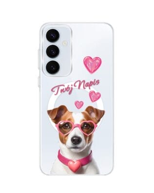 Etui do Samsung Galaxy A35 5G z MagSafe przeźroczyste, silikonowe Flexi, Puppy Love, pies rasy Jack Russell Terrier