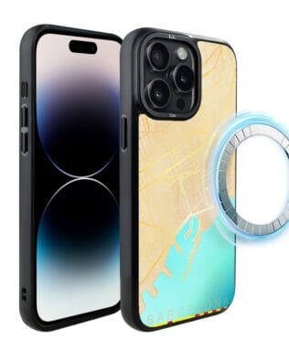 Etui do iPhone 14 Pro IBIZU DropGuard Matt z MagSafe, Mapy Świata, Barcelona