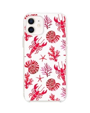 Etui do iPhone 12 z MagSafe przeźroczyste, silikonowe Flexi, krab, muszle