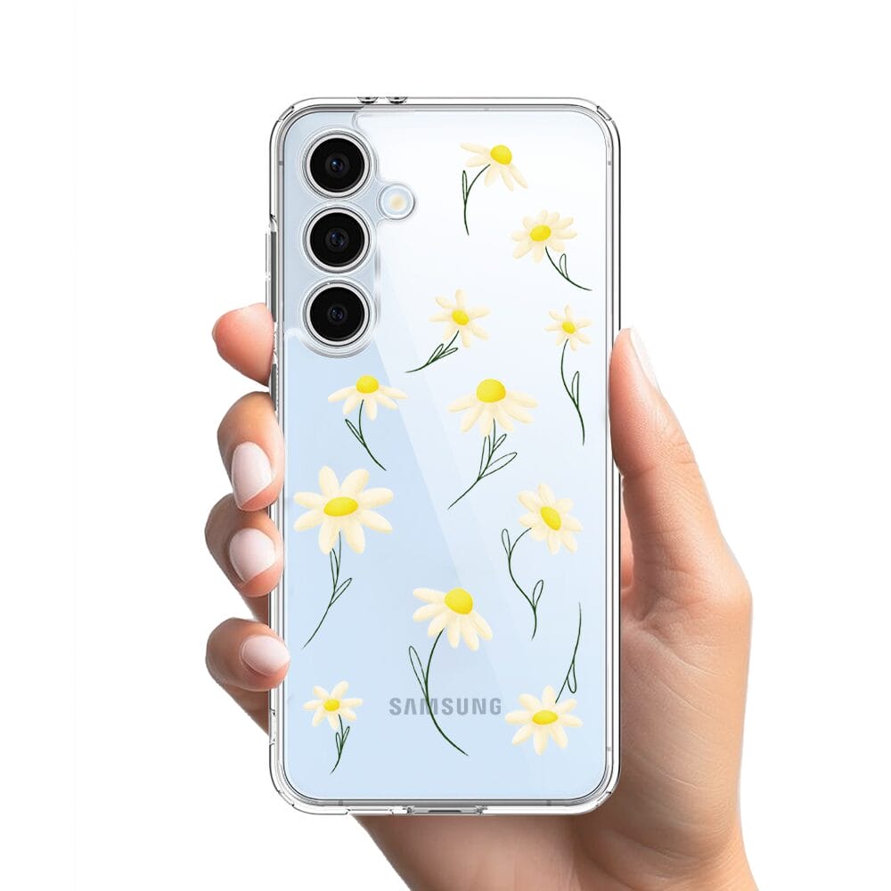 Etui do Samsung Galaxy S24 FE przeźroczyste, silikonowe Flexi, stokrotki - obrazek 2