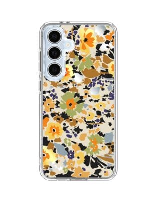 Etui do Samsung Galaxy S24 FE z MagSafe przeźroczyste, silikonowe Flexi, malowane kwiatki