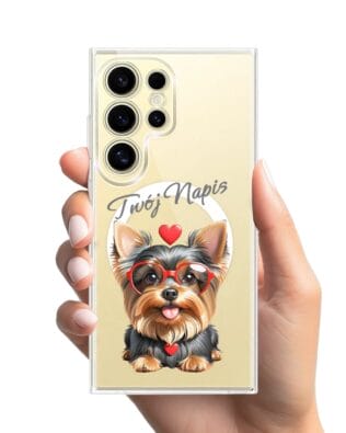 Etui do Samsung Galaxy S24 Ultra z MagSafe przeźroczyste, silikonowe Flexi, Puppy Love, pies rasy York