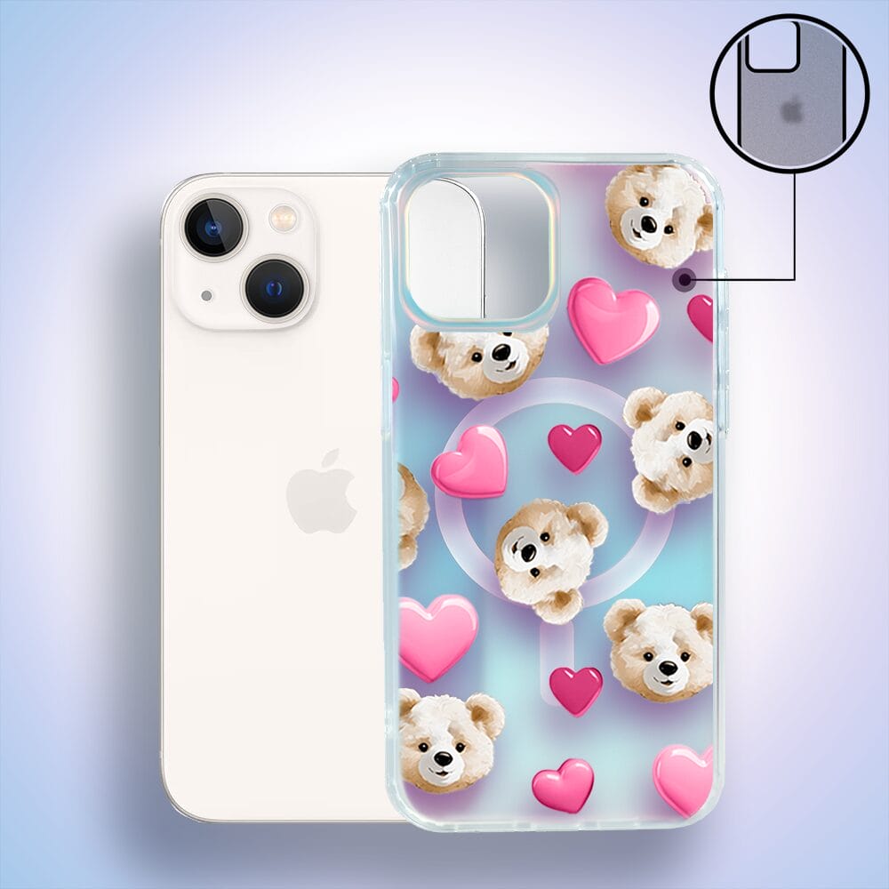 Etui do iPhone 13 IBIZU California Sunset z MagSafe, zmieniające kolor, Love Mood, miś i serduszka - obrazek 2