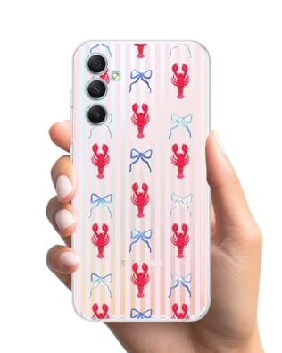 Etui do Samsung Galaxy A34 5G przeźroczyste, silikonowe Flexi, krab i kokardki