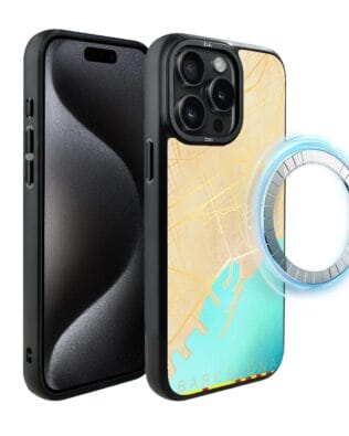 Etui do iPhone 15 Pro IBIZU DropGuard Matt z MagSafe, Mapy Świata, Barcelona