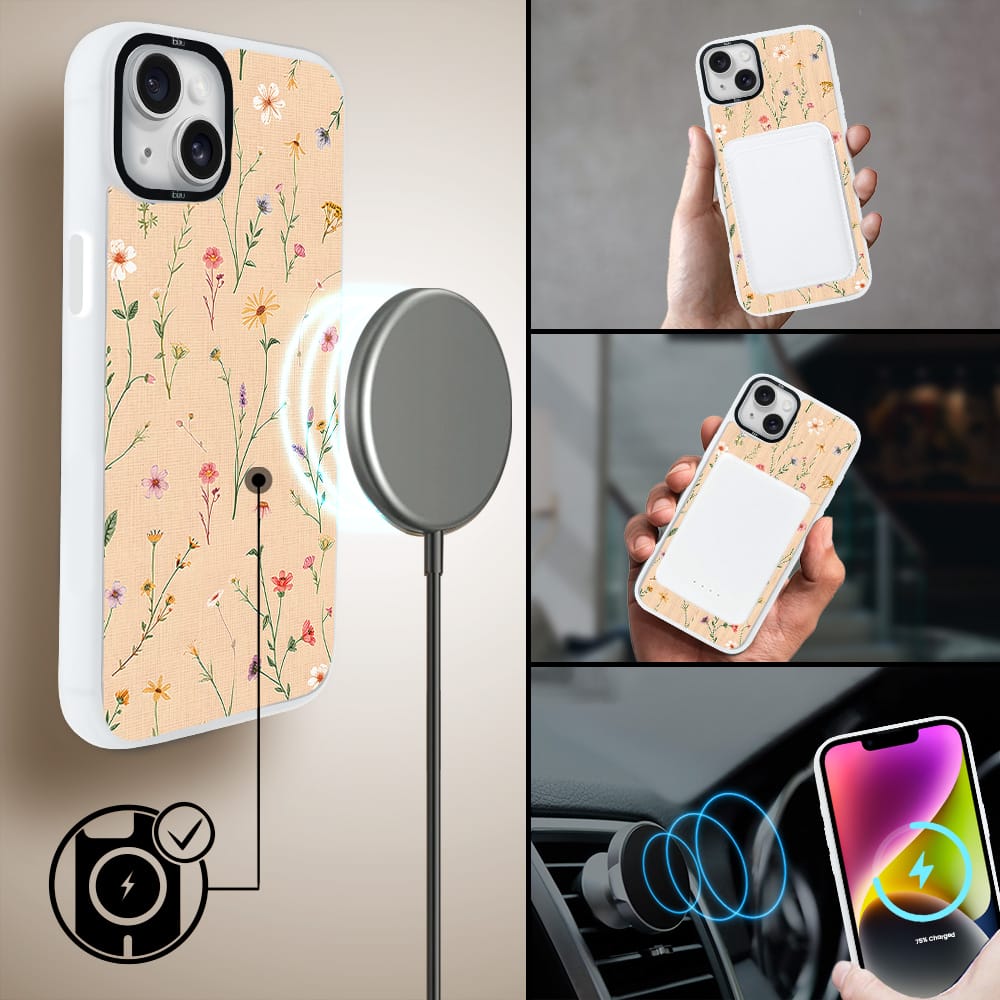 Etui do iPhone 14 Plus IBIZU DropGuard Matt z MagSafe, Pastel Bloom, Koralowa łąka - obrazek 8