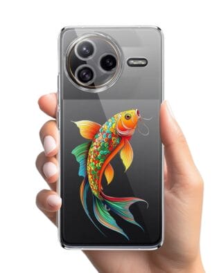 Etui do Xiaomi POCO F7 Ultra przeźroczyste, silikonowe Flexi, Dzika Mandala, Złota ryba