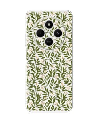 Etui do Xiaomi POCO C75 przeźroczyste, silikonowe Flexi, zielone gałązki