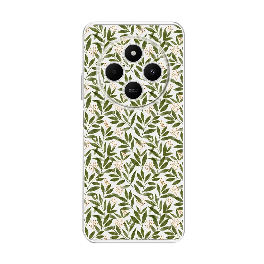 Etui do Xiaomi POCO C75 przeźroczyste, silikonowe Flexi, zielone gałązki