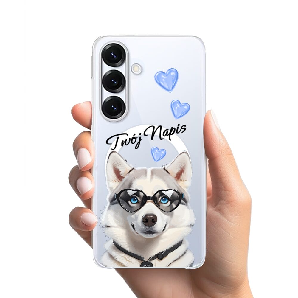 Etui do Samsung Galaxy S25 Plus z MagSafe przeźroczyste, silikonowe Flexi, Puppy Love, pies rasy Husky - obrazek 2