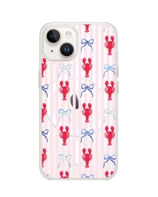 Etui do iPhone 13 Mini z MagSafe przeźroczyste, silikonowe Flexi, krab i kokardki