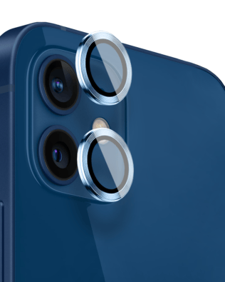 Metalowa osłona obiektywu aparatu ze szkła hartowanego 9H do iPhone 12 Mini, 1 zestaw, niebieski pacyficzny