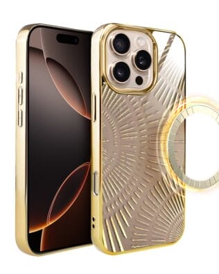 Etui do iPhone 16 Pro IBIZU Elite Glass z MagSafe Mistyczne wzory, Boski promień beżowe, złote