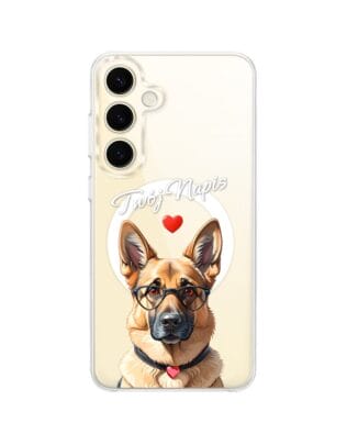 Etui do Samsung Galaxy S24 Plus z MagSafe przeźroczyste, silikonowe Flexi, Puppy Love, pies rasy Owczarek Niemiecki