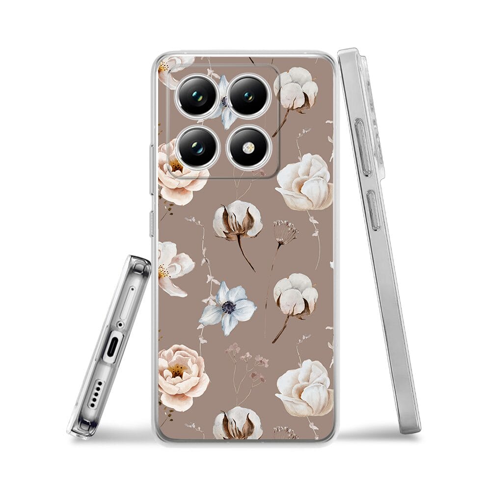 Etui do Xiaomi 14T przeźroczyste, silikonowe Flexi, akwarelowe kwiatki - obrazek 2