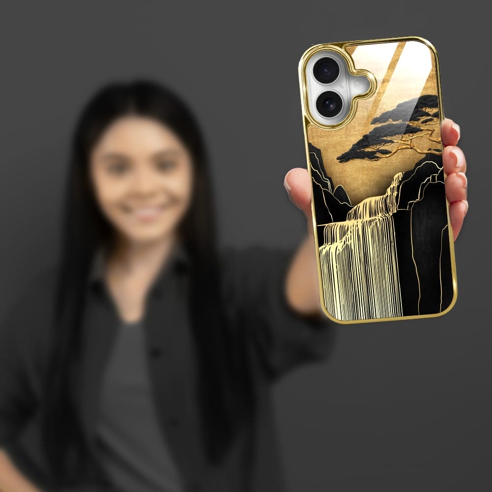 Etui do iPhone 16 IBIZU Elite Glass z MagSafe Magia Azji, Złoty wodospad, złote - obrazek 6