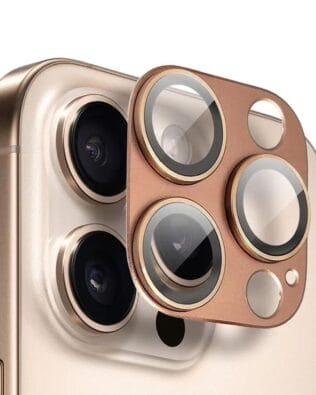 Metalowa osłona na cały aparat z wbudowanymi szkłami do iPhone 16 Pro Max, brązowa