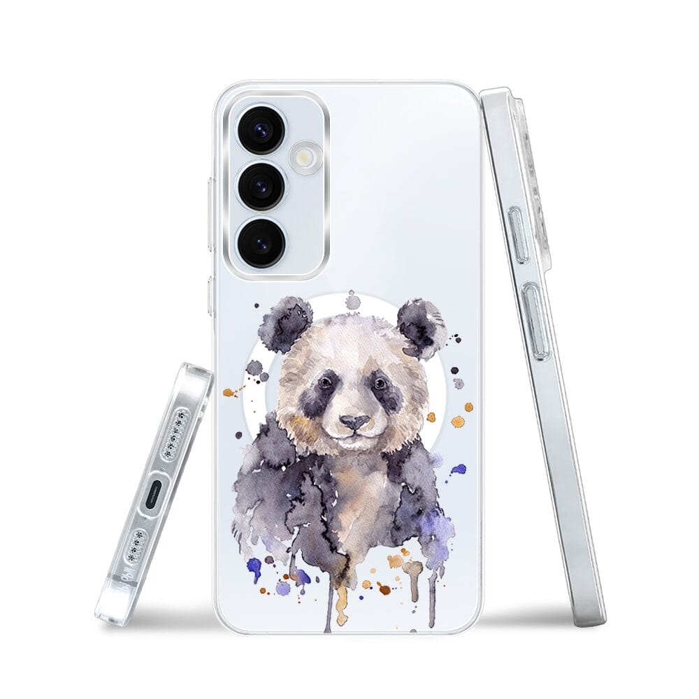 Etui do Samsung Galaxy A55 5G z MagSafe przeźroczyste, silikonowe Flexi, Akwarelowe Zoo, Panda - obrazek 3