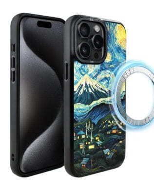 Etui do iPhone 15 Pro IBIZU DropGuard Matt z MagSafe, Van Gogh, gwieździsta noc