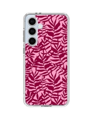 Etui do Samsung Galaxy S24 FE przeźroczyste, silikonowe Flexi, bordowe liście
