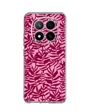 Etui do Xiaomi Redmi Note 14 Pro 4G przeźroczyste, silikonowe Flexi, bordowe liście