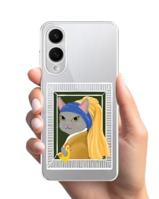 Etui do Samsung Galaxy S25 Edge przeźroczyste, silikonowe Flexi, kotek z kurczakiem