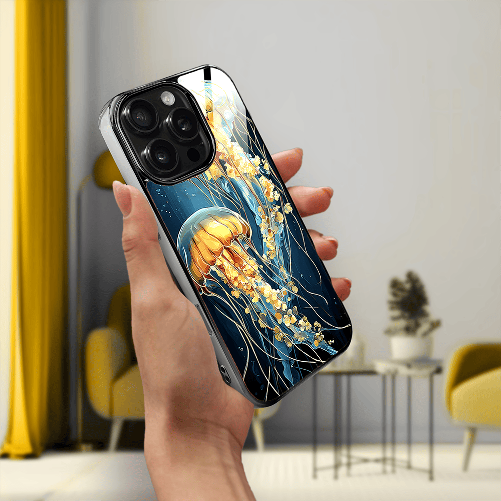 Etui do iPhone 16 Pro Max IBIZU Elite Glass z MagSafe Morze, Meduzy w głębinach, czarne - obrazek 5